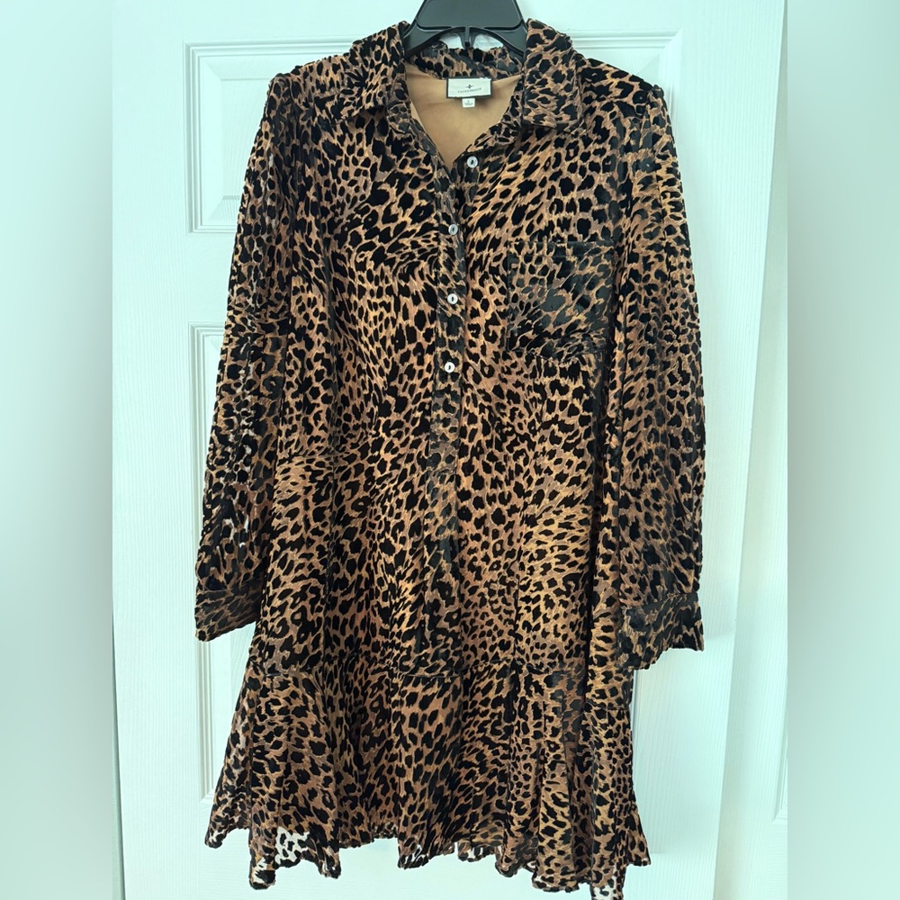 Tuckernuck Callahan Shirt Dress, Leopard Velvet Burnout
